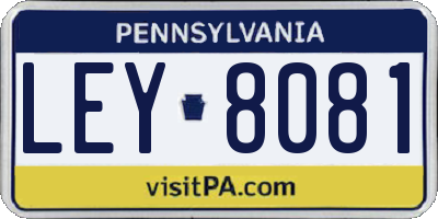 PA license plate LEY8081
