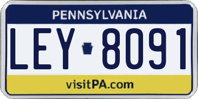PA license plate LEY8091