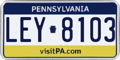 PA license plate LEY8103