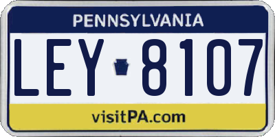 PA license plate LEY8107