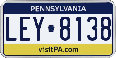 PA license plate LEY8138