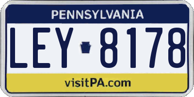 PA license plate LEY8178