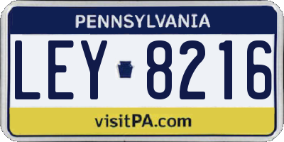 PA license plate LEY8216