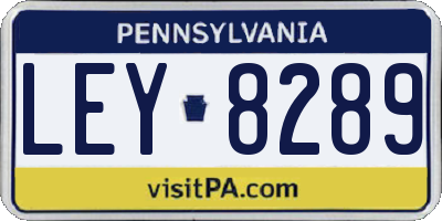 PA license plate LEY8289