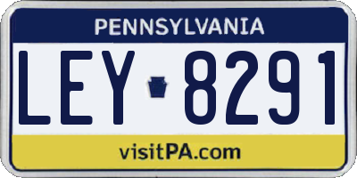 PA license plate LEY8291