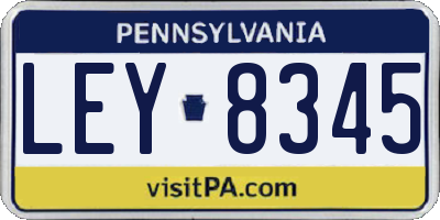 PA license plate LEY8345
