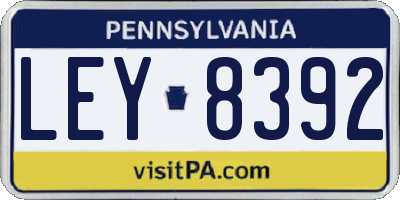PA license plate LEY8392