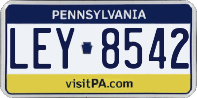 PA license plate LEY8542