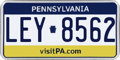 PA license plate LEY8562