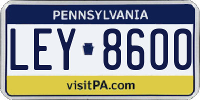 PA license plate LEY8600