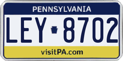 PA license plate LEY8702