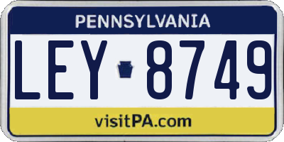 PA license plate LEY8749