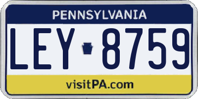 PA license plate LEY8759