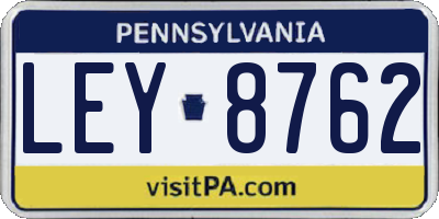 PA license plate LEY8762