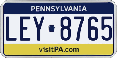 PA license plate LEY8765