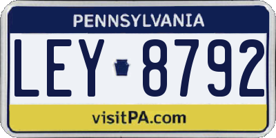 PA license plate LEY8792