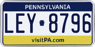 PA license plate LEY8796