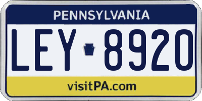 PA license plate LEY8920