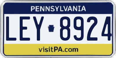 PA license plate LEY8924