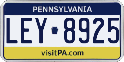 PA license plate LEY8925