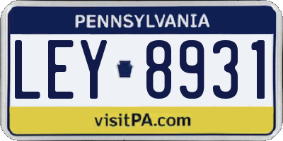 PA license plate LEY8931