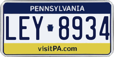 PA license plate LEY8934