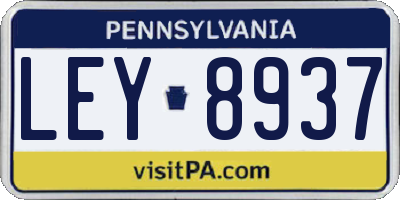 PA license plate LEY8937