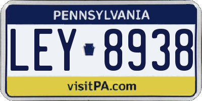 PA license plate LEY8938