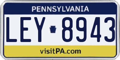 PA license plate LEY8943