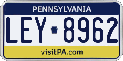 PA license plate LEY8962
