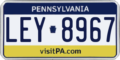 PA license plate LEY8967