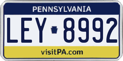 PA license plate LEY8992