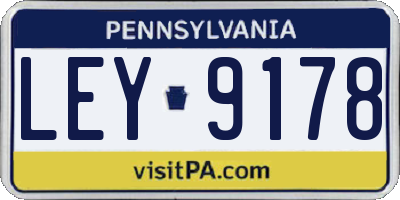PA license plate LEY9178