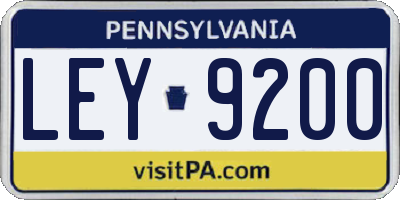 PA license plate LEY9200