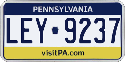 PA license plate LEY9237