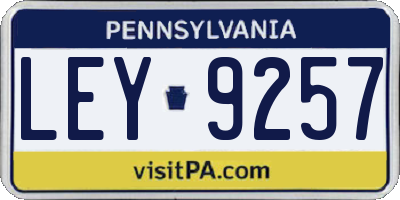 PA license plate LEY9257