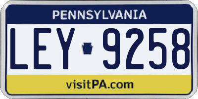 PA license plate LEY9258