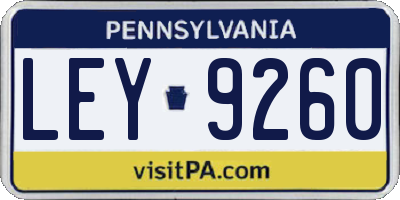 PA license plate LEY9260