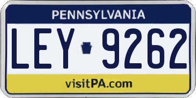 PA license plate LEY9262