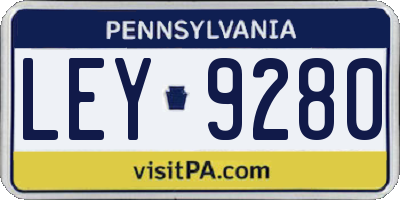 PA license plate LEY9280