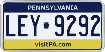 PA license plate LEY9292