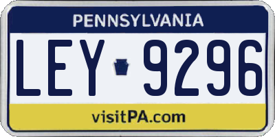 PA license plate LEY9296