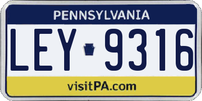 PA license plate LEY9316