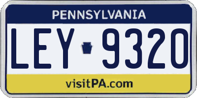 PA license plate LEY9320