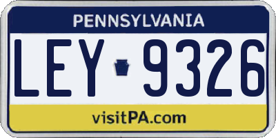 PA license plate LEY9326