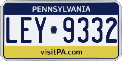 PA license plate LEY9332