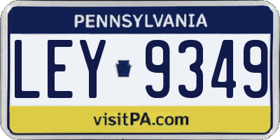 PA license plate LEY9349