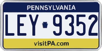 PA license plate LEY9352
