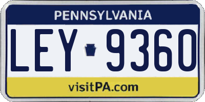 PA license plate LEY9360