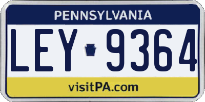 PA license plate LEY9364